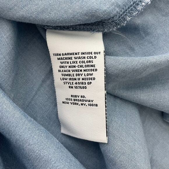 Ruby Rd XL Light Blue Tencel Chambray Tunic Dress Bell Sleeve Boho Casual Beachy - Picture 5 of 7